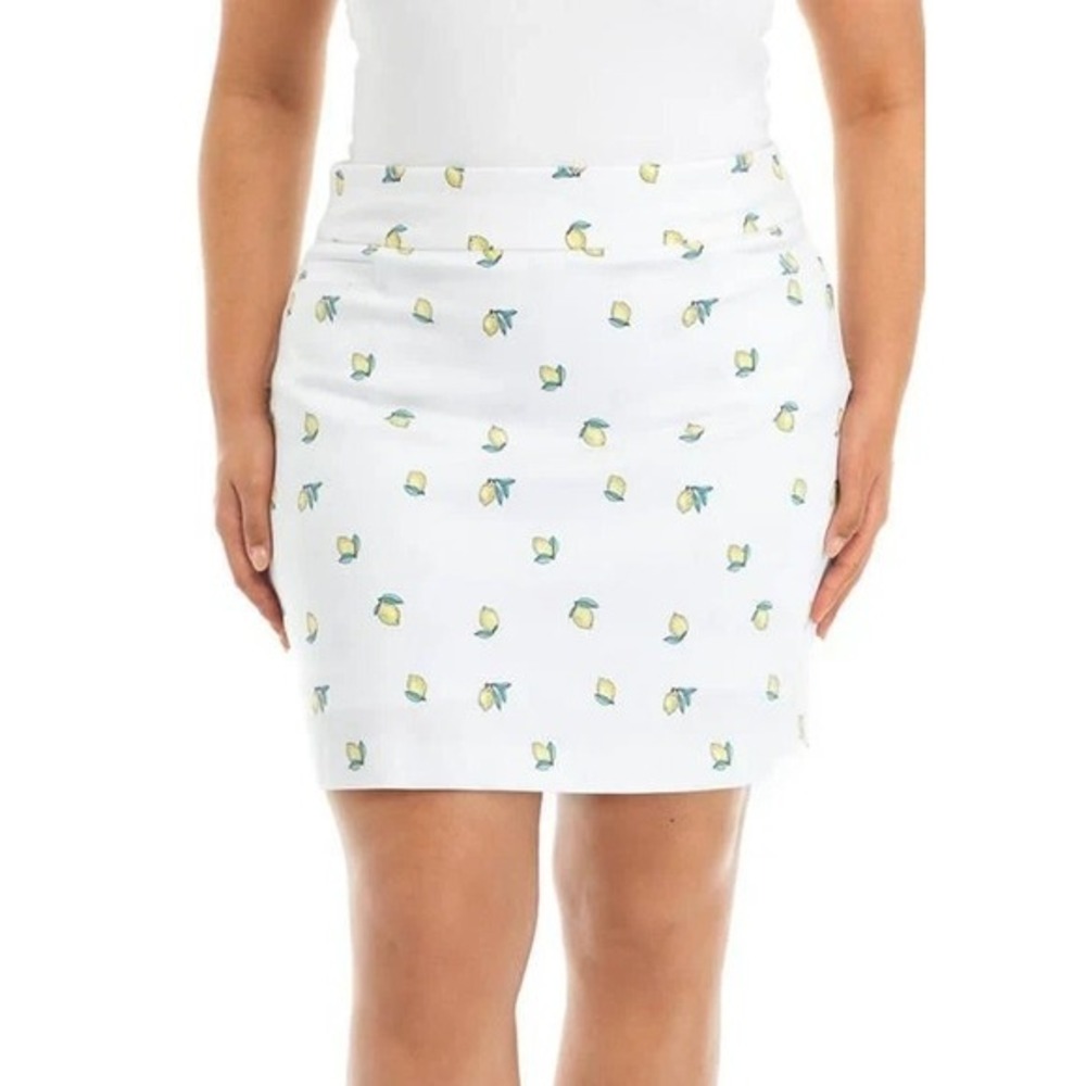 Kim Rogers Womens 20W Lemon Print Skort White Casual Summer Skirt Shorts‎